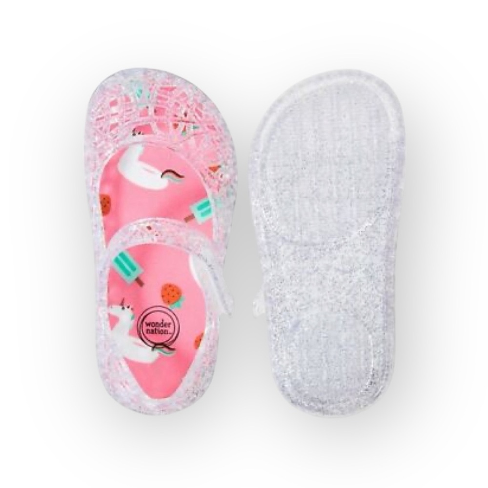 Wonder Nation 𖦹 Mary Jane Unicorn Baby Walker Jelly Sandals 𖦹 Clear 𖦹 2